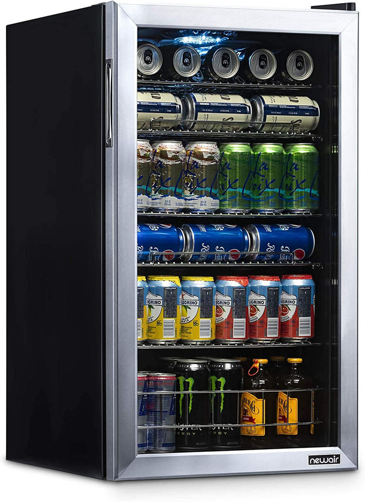 Beverage Refrigerator Cooler | 126 Cans Free Standing with Right Hinge Glass Doo