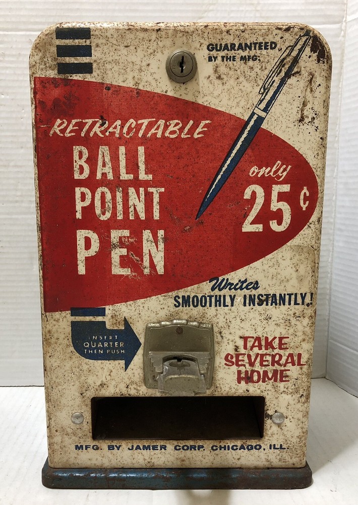 Vintage 1950-60 Ball Point Pen Store Dispenser VENDING MACHINE Display JAMER MFG