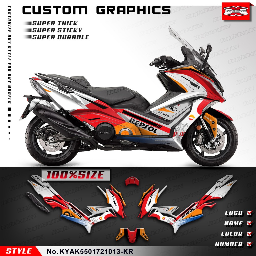 Racing Graphics Durable Vinyl for KYMCO AK550 2017 2018 2019 2020 2021 Shield