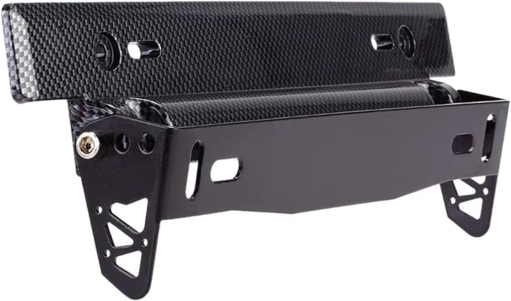 Adjustable ABS Racing License Plate Holder - Universal Carbon Fiber Look Frame
