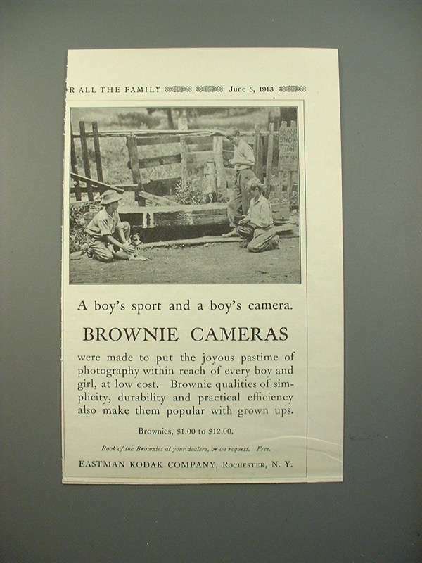 1913 Kodak Brownie Camera Ad Featuring Boys' Sports Adventure
