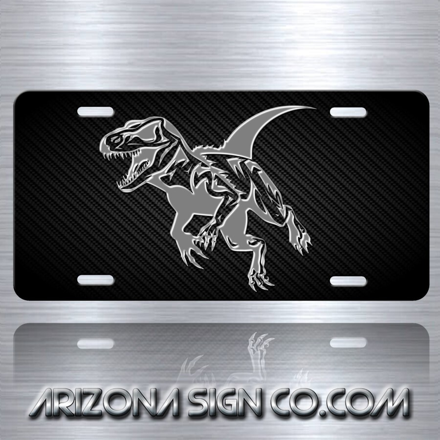 FORD Raptor Inspired Art on Black carbon Aluminum Novelty License Plate Tag