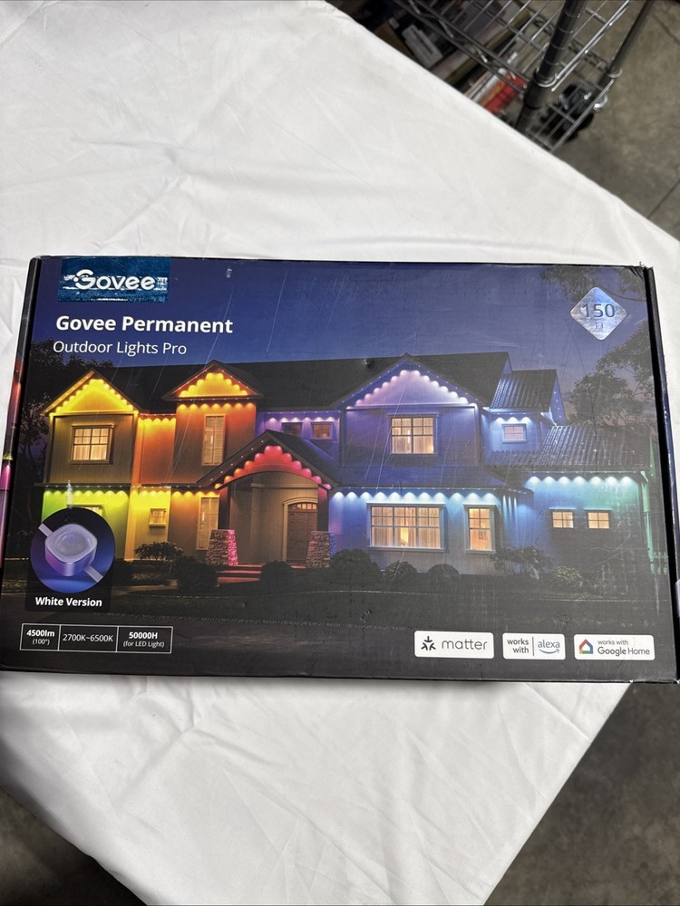 Govee Permanent Outdoor Lights Pro 150ft 90 RGWWIC LED Lights White Version Open