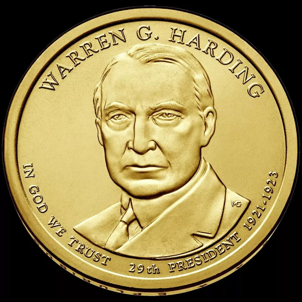 2014 D  Warren Harding Presidential One Dollar Coin U.S. Mint Rolls Pos 