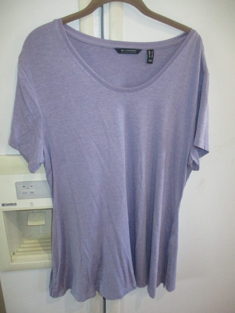H by Halston Essentials Purple Jersey Knit Short Sleeve casual tunic Top L