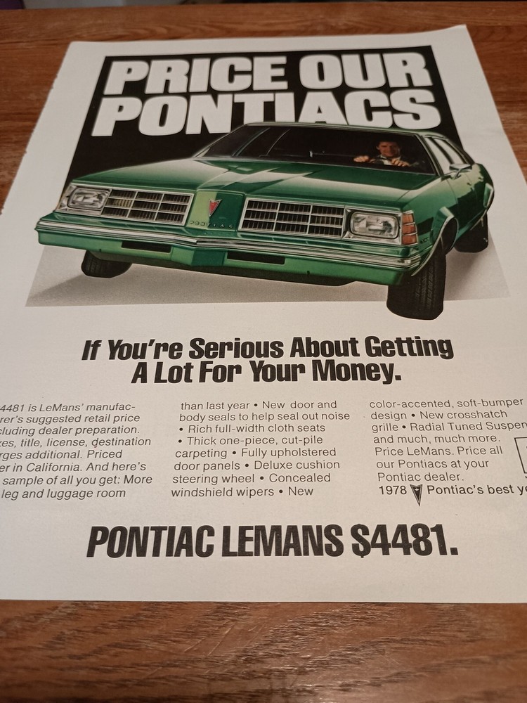 1978 Pontiac Lemans Magazine Ad