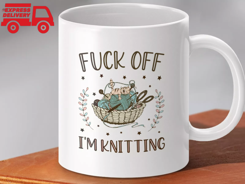 Funny Rude Knitting Mug, Knitting Gifts, Cute Yarn Mug, Sassy Mug for Knitters