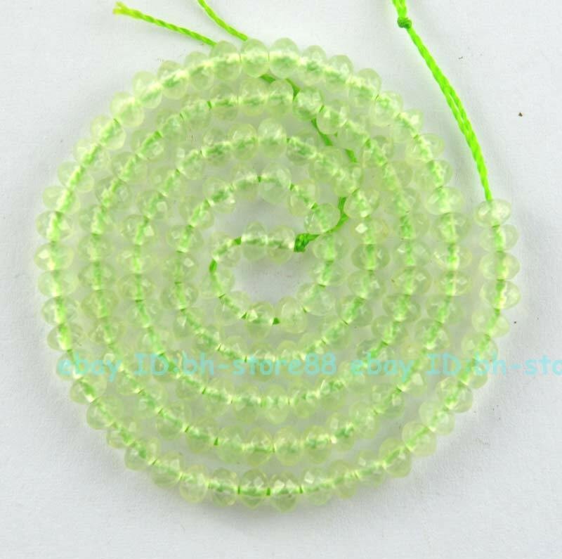 3x4mm Natural Green Prehnite Rondelle Beads 15 Strand DIY Jewelry