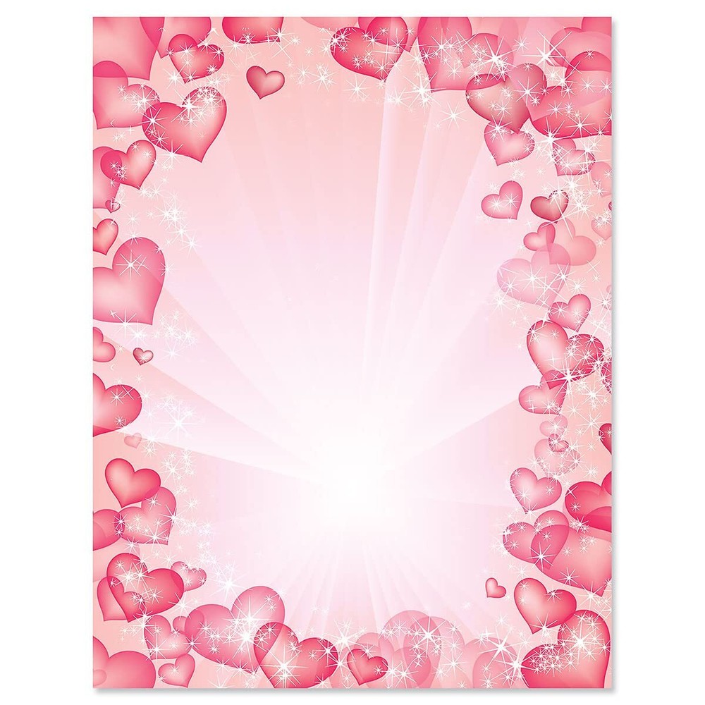 Celestial Hearts Letter Stationery - Set of 25 Valentines Day Themed Paper 8
