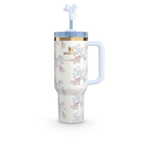 Stanley LoveShackFancy Holiday Quencher 40oz Rosa Beaux Blue Limited