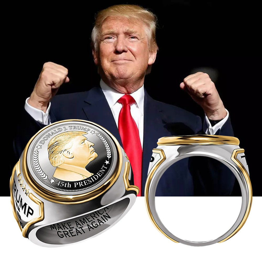 Unisex Ring Trump Printed USA Inscribed Smooth American President Election W