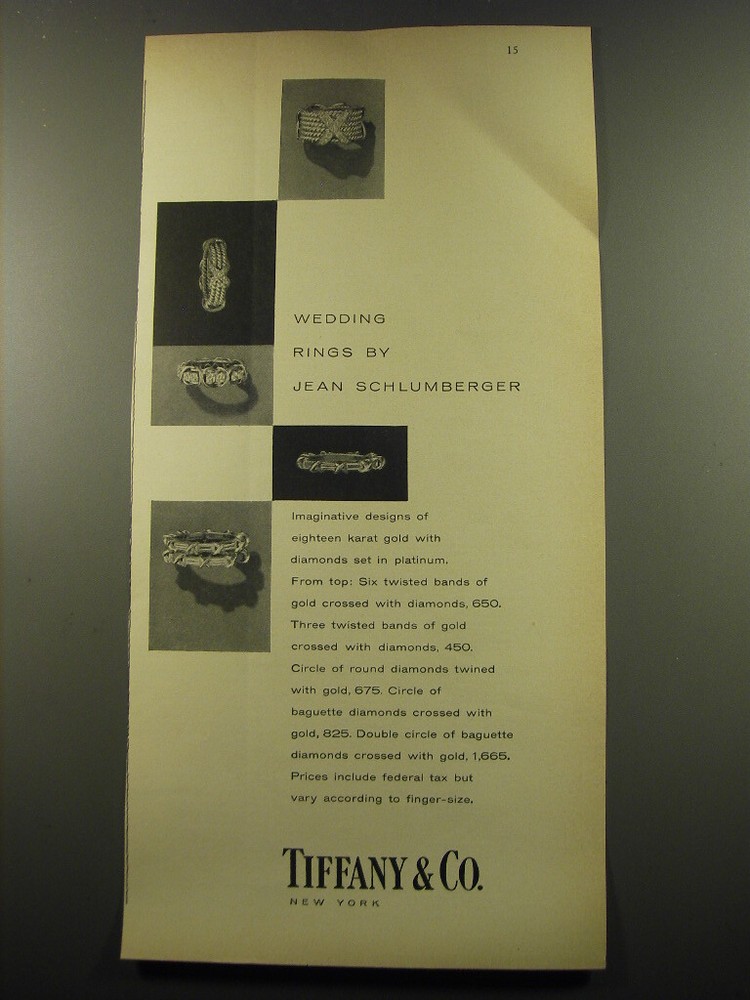 1959 Tiffany & Co. Jewelry Advertisement - Wedding Rings by Jean Schlumberger