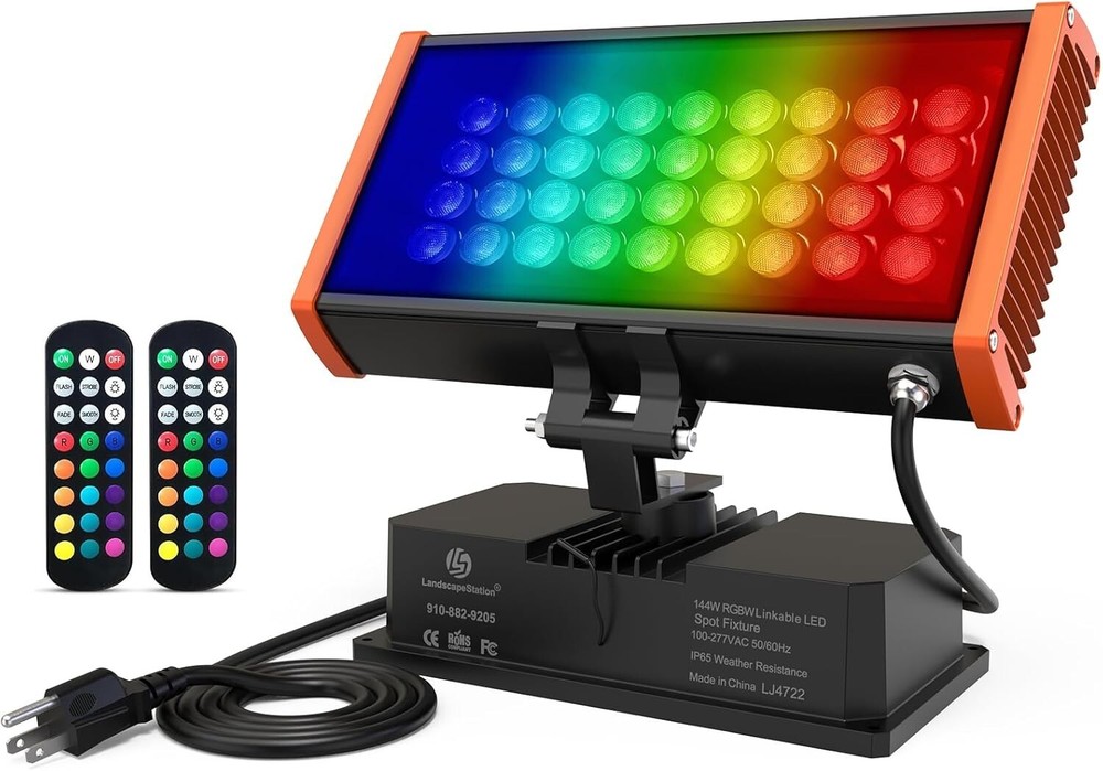 144W RGBW LED Wall Washer Floodlight, Outdoor Waterproof, Hand Remote Control