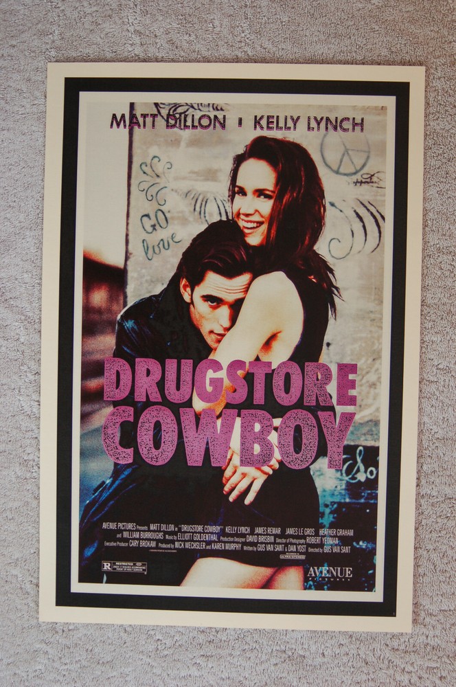 Vintage Drugstore Cowboy Lobby Card Poster Featuring Matt Dillon and Kelly Lynch