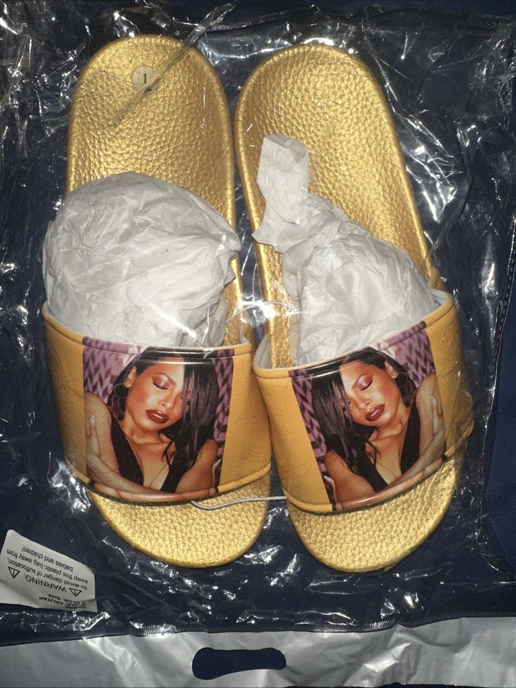 Aaliyah Gold Glitter Slide Sandals Size 7 New With Tags-image