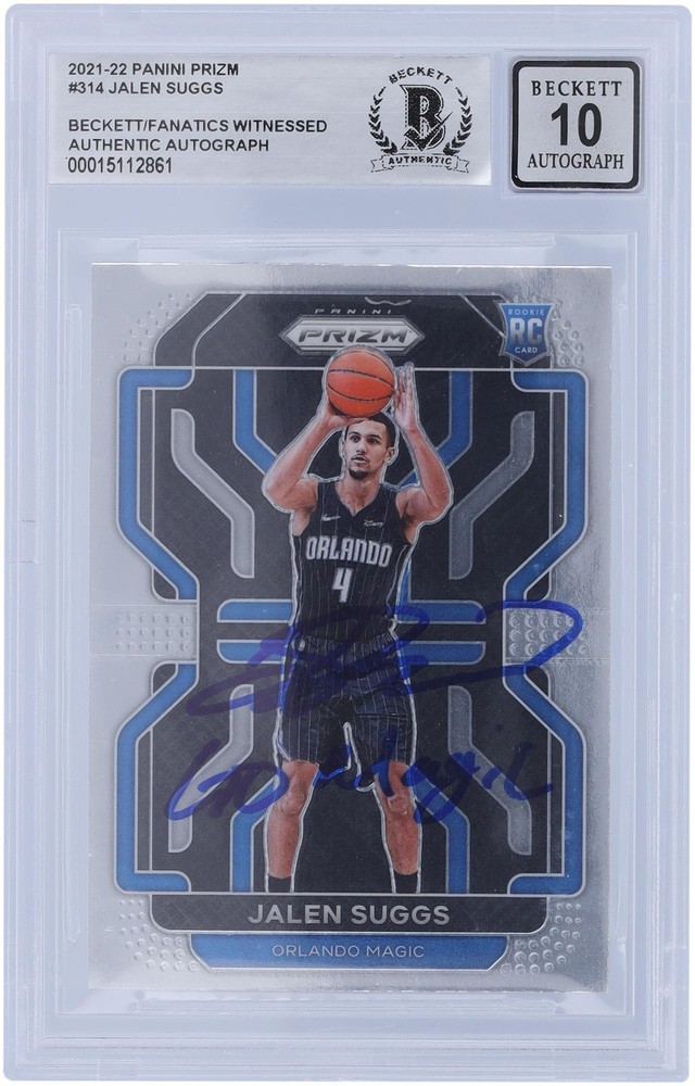 Jalen Suggs Magic Signed 2021-22 Panini Prizm #314 BAS 10 Rookie Card w/Insc