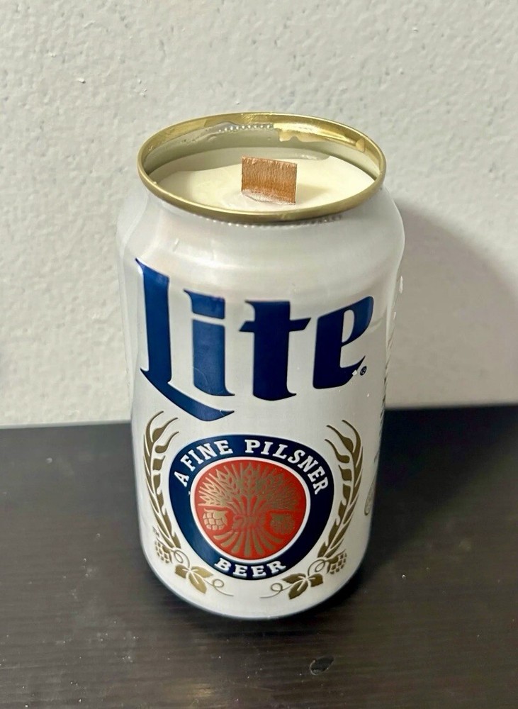 Soy Novelty Candle Up Cycled Miller Lite Can