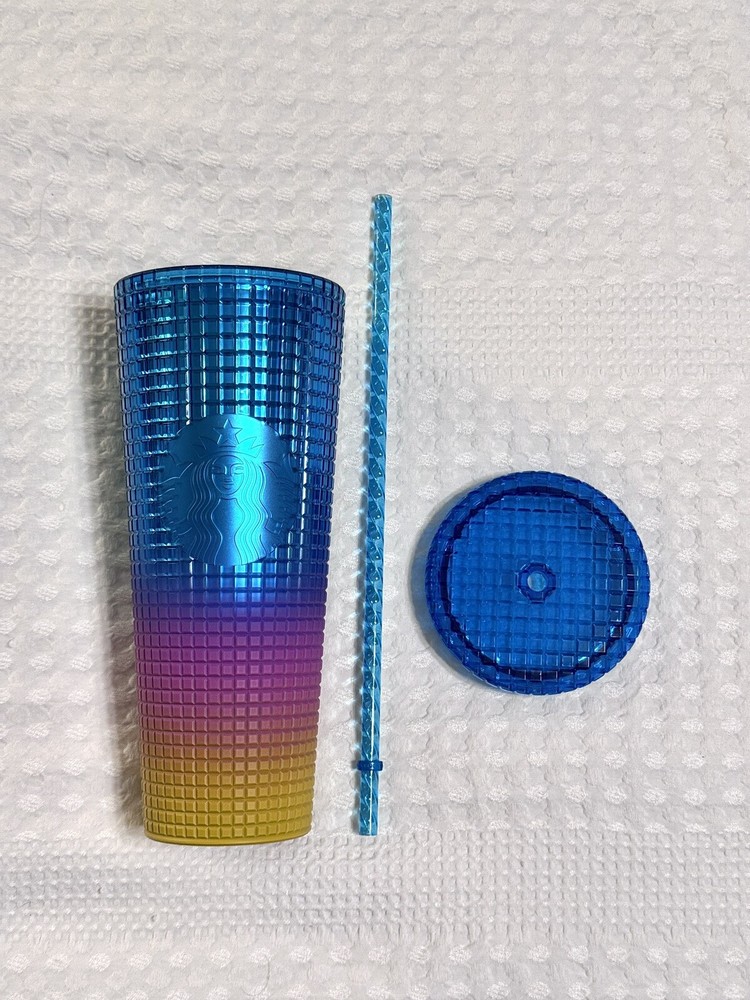 Starbucks 24oz Rainbow Ombre Gradient Grid Tumbler Cup