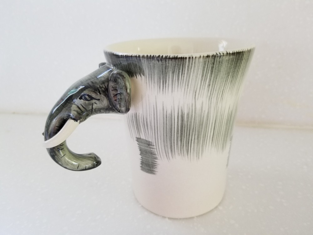 Hand Painted Elephant Coffee Mug with Elephant Head Handle 20 Oz Pier 1