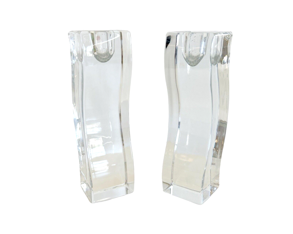 Lenox Ovations Cascade Candlestick Pair Heavy Lead Crystal Elegant Label 6