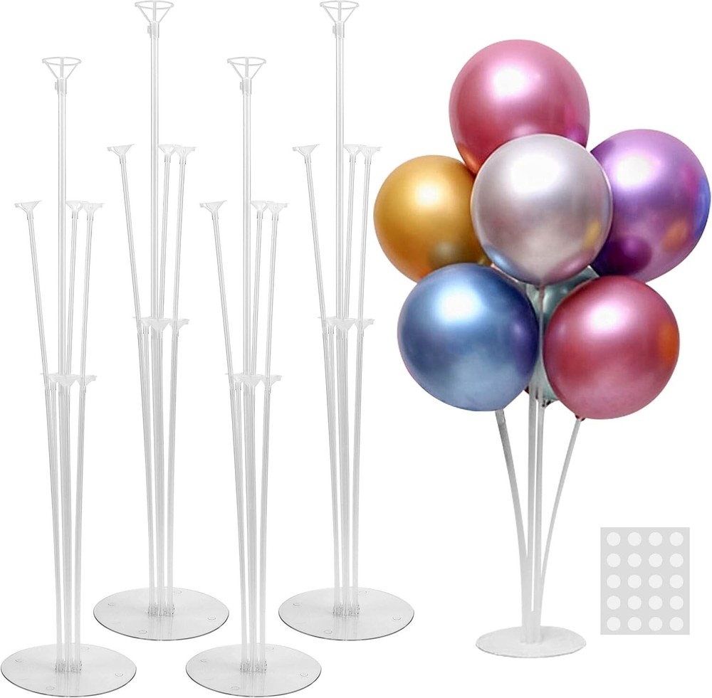 4 Sets Balloon Stand Kit for Table Balloon Sticks with Base Birthday Graduation