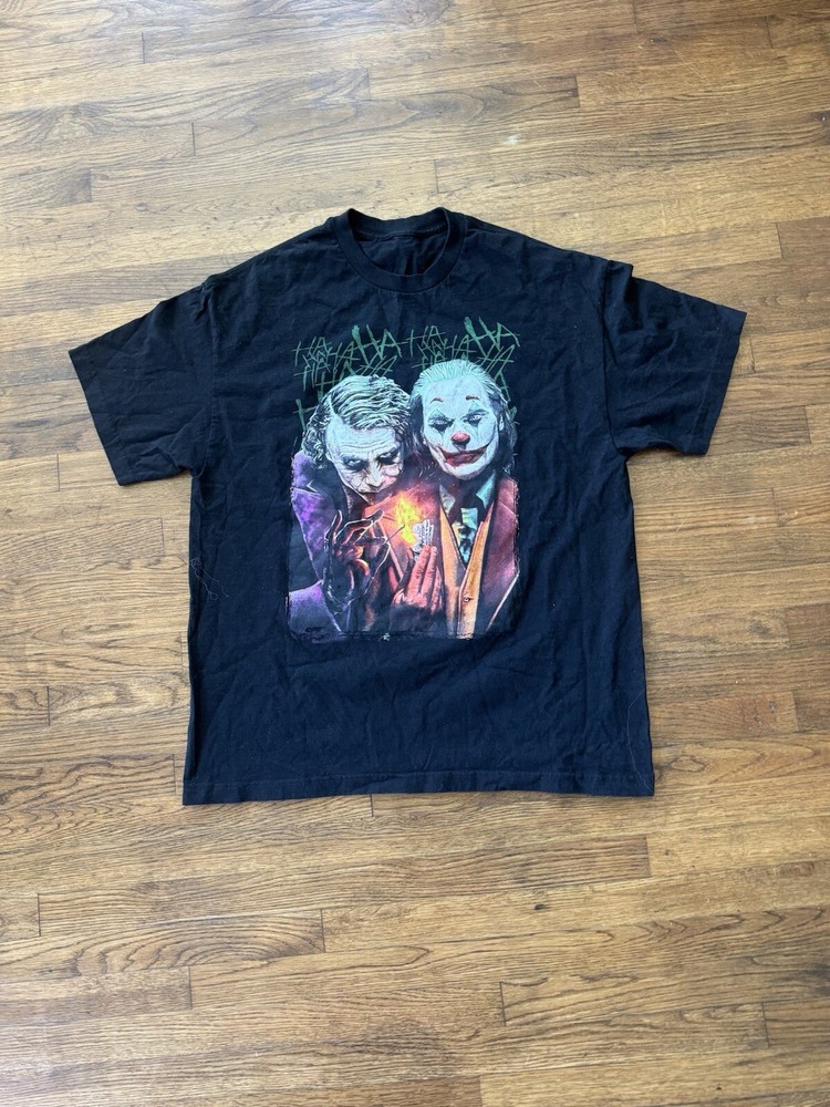Y2K 00s The Joker Ha Ha Ha Shirt Mens Xl Black Multicolor Batman Vtg Cut Tag Usa