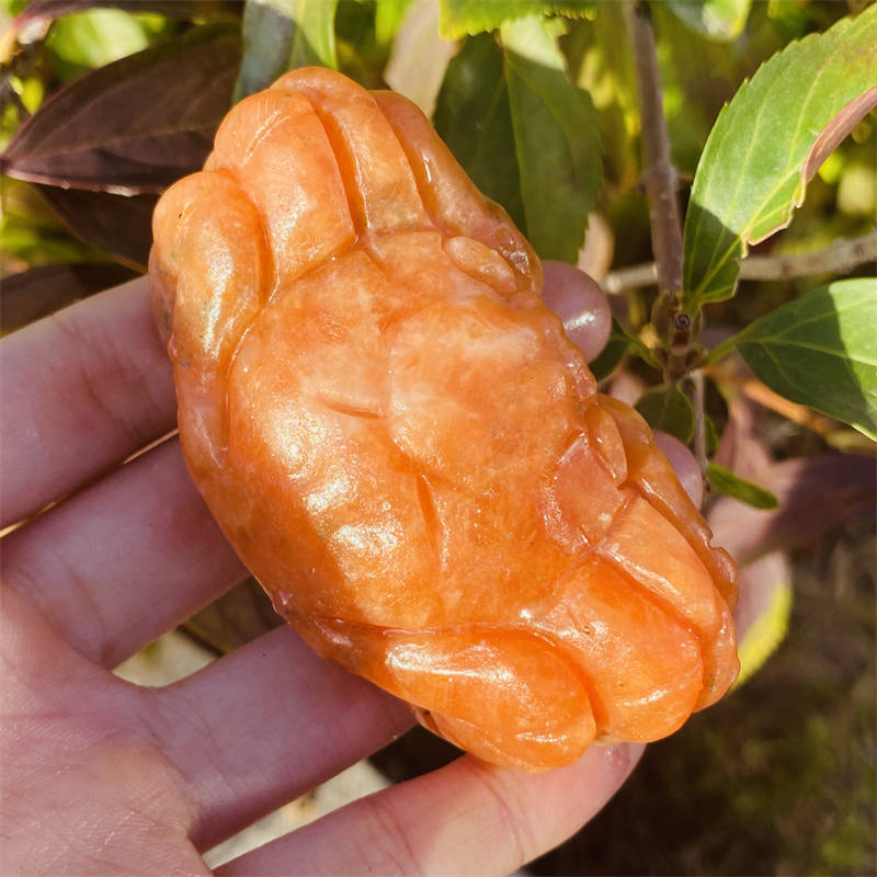 1pc Natural sunstone crab carved Quartz Crystal skull Reiki Healing
