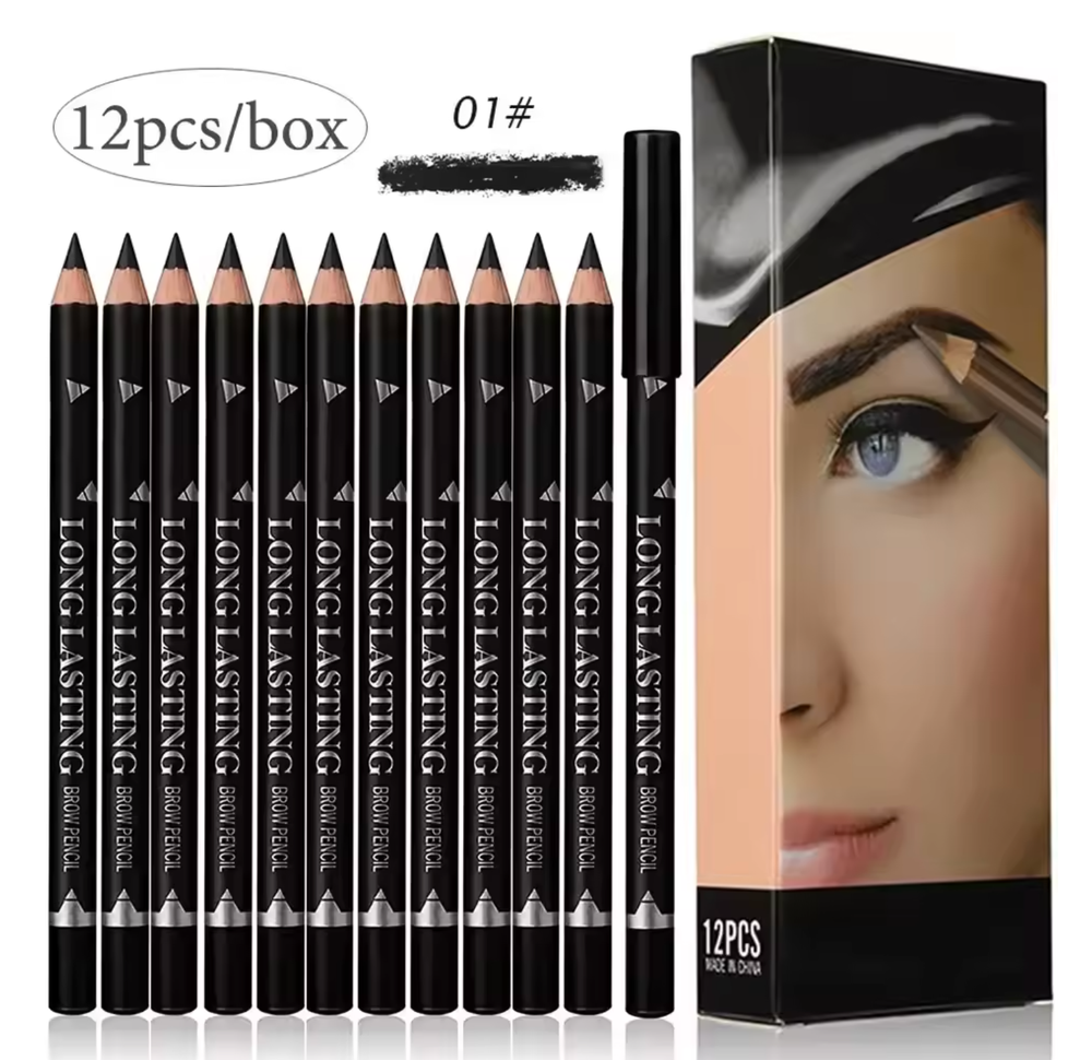 Eyeliner Pencil, 12pc Longwear Deep Black Eyeliner Pencil Waterproof Sharpenable