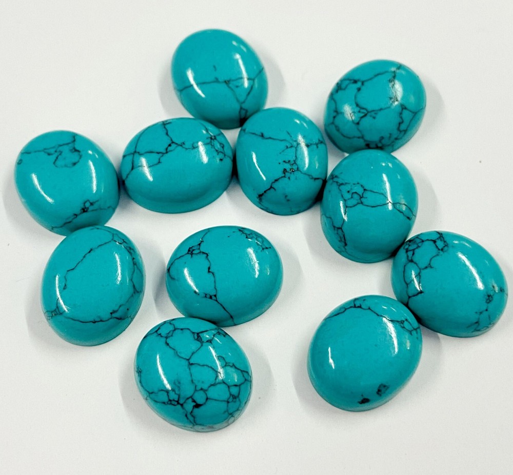 AAA Blue Turquoise Oval Cabochon 5x7mm to 10x14mm Loose Gemstone-image