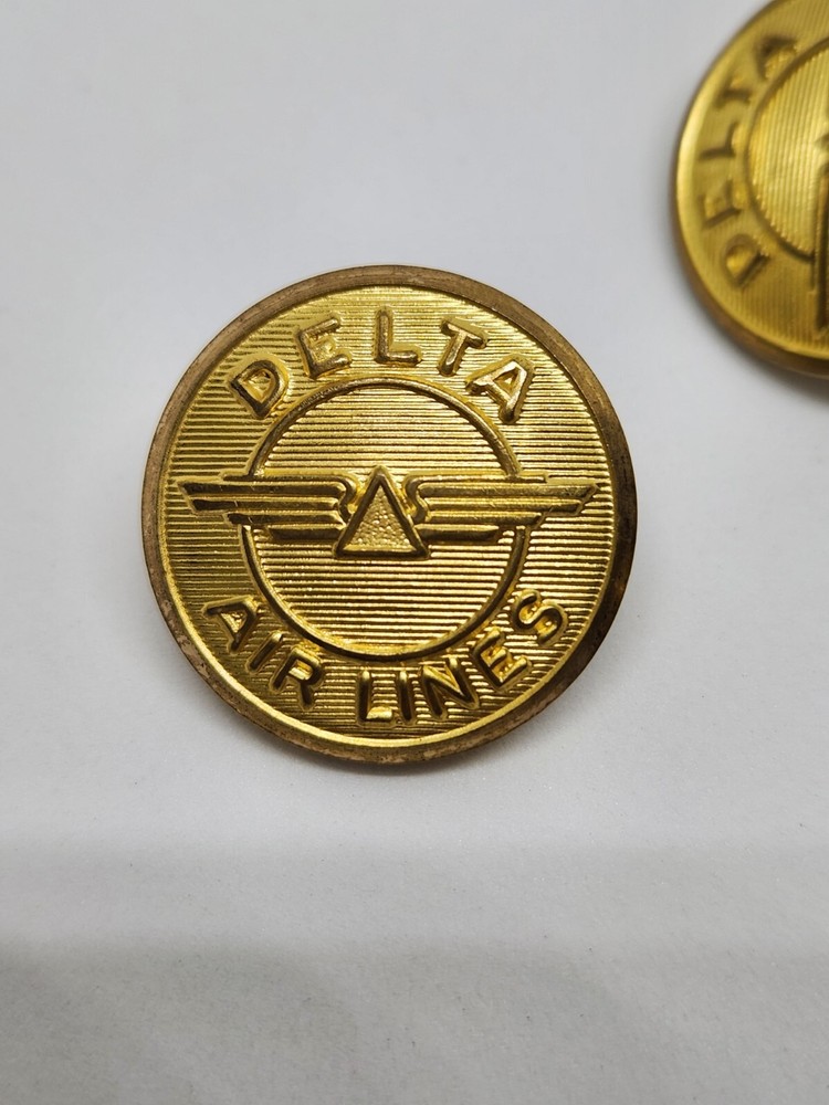 DELTA AIRLINES GOLD COLOR ORIGINAL UNIFORM COAT BUTTONS set of 4