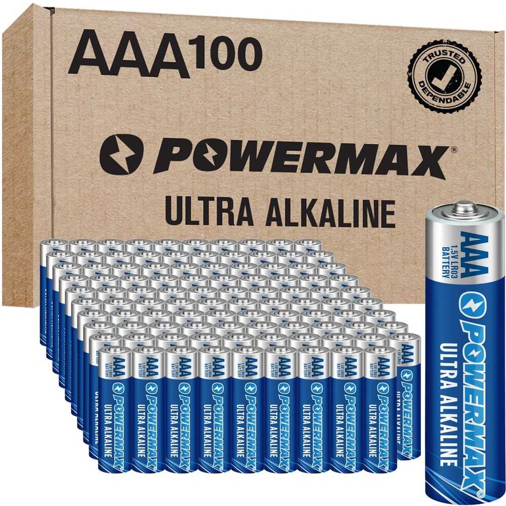 100-Count AAA Batteries, Ultra Long Lasting Alkaline Battery, 10-Year Shelf L...
