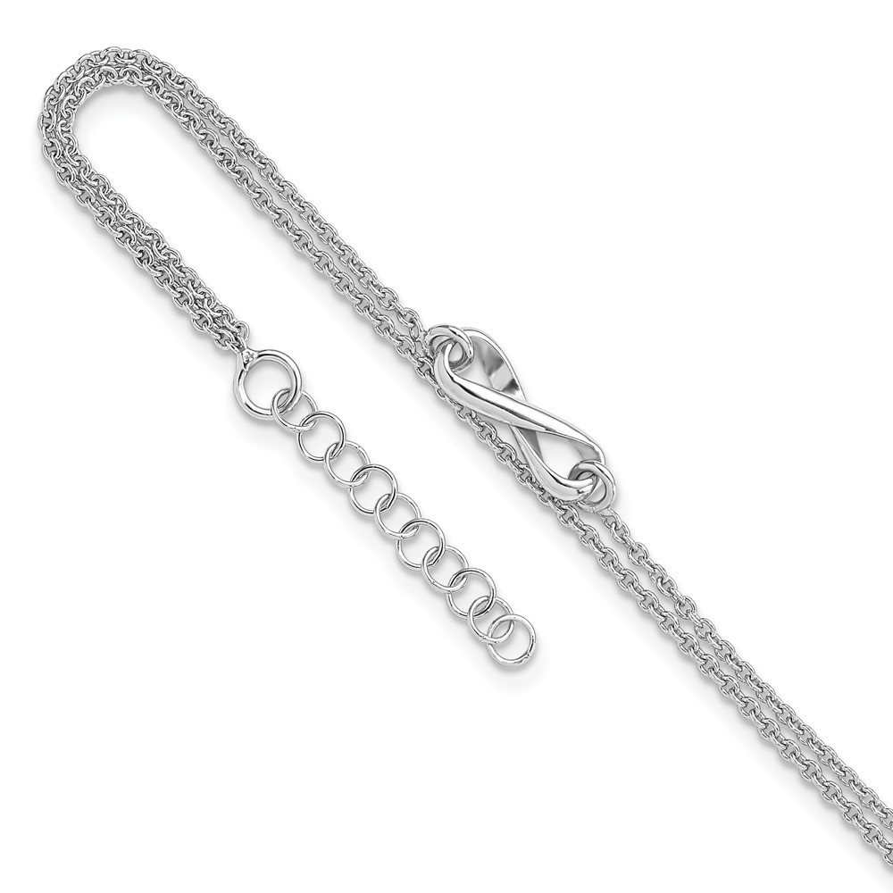 Sterling Silver Rhodium Plated Infinity Anklet 9 Inch with 1 Inch Extension 3.01 Grams