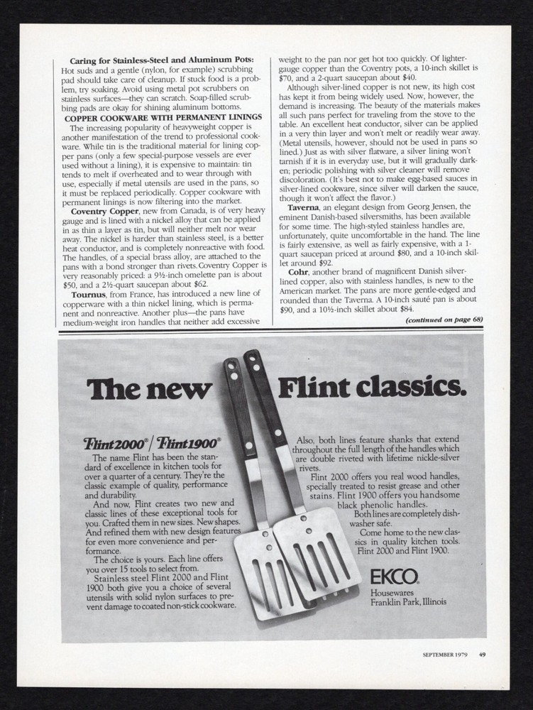 1979 EKCO Houseware Flint Classic 2000 1900 Spatula Vintage Kitchen Utensil Print Ad