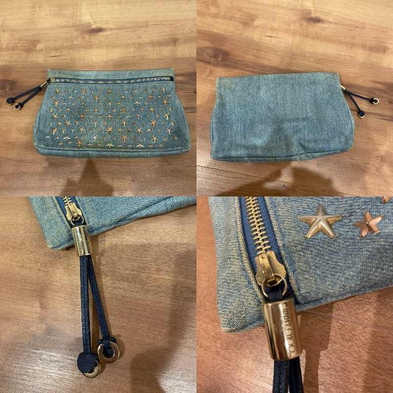 Jimmy Choo Star Studs Clutch Handbag Rare Light Blue Pre-Owned