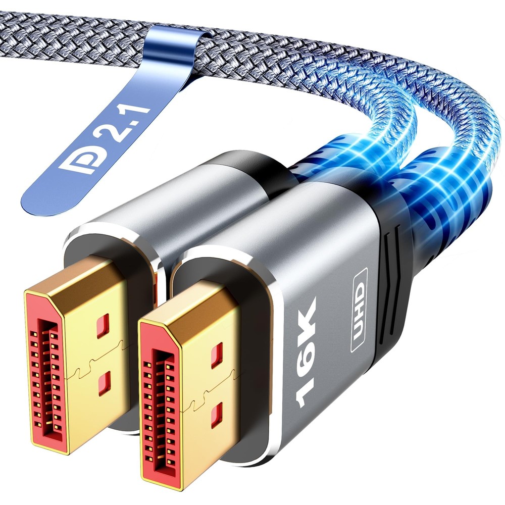 Highwings 16K DisplayPort 2.1 Cable 6FT - 16K@60Hz 8K@120Hz 4K HDR VRR DSC 1.4