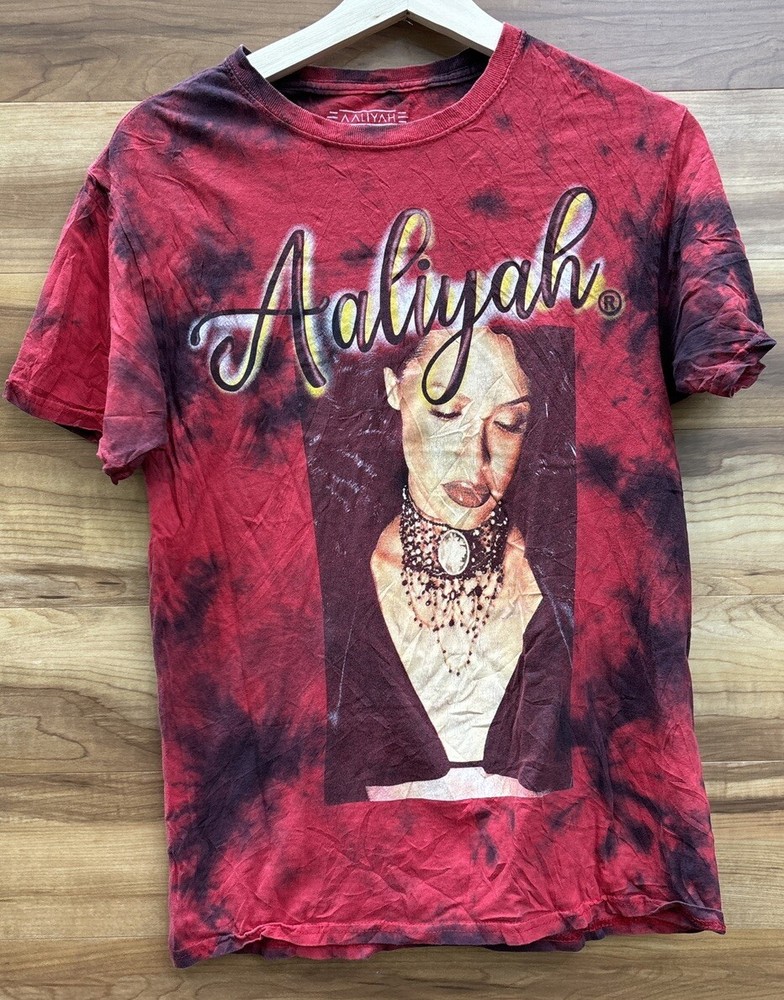 Aaliyah Shirt Sz Small Red  Black Tie Dye  Tee Rap Hip Hop Band Tour Concert-image