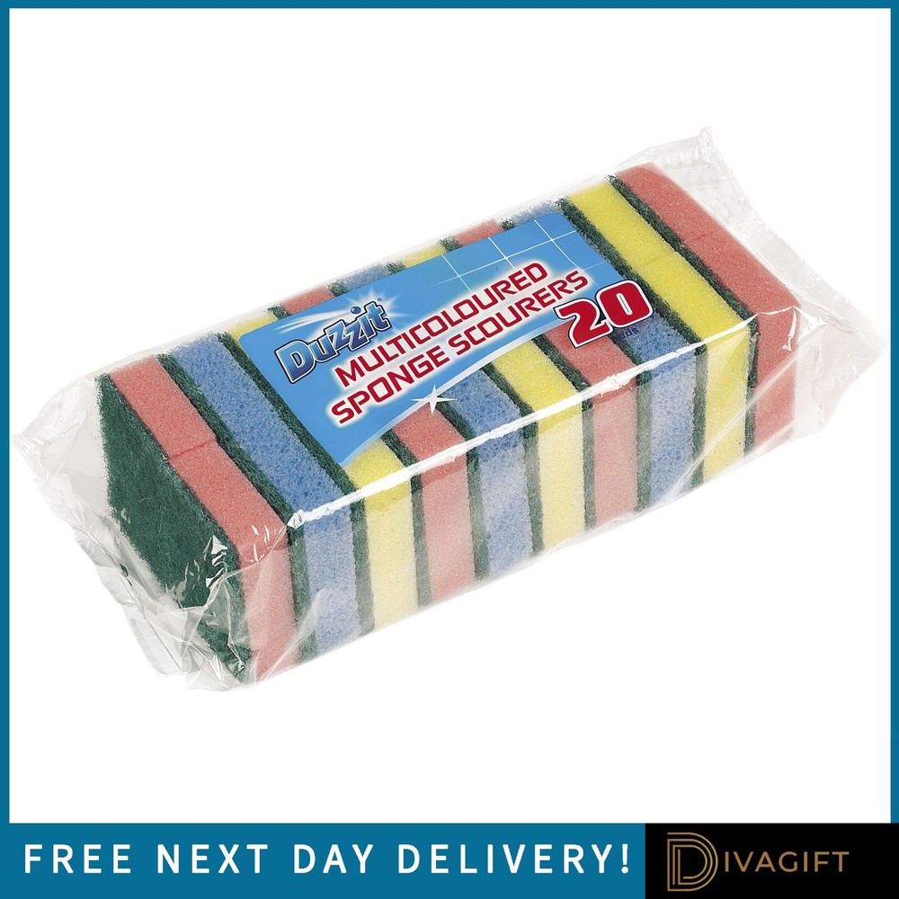 SPONGE SCOURERS WASHING UP KITCHEN DISH SCOURING PADS CLEANING SUPPLIES 20 PACK