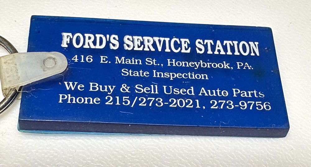 Honeybrook Pennsylvania Ford’s Service Station Auto Car Motor Parts Keychain