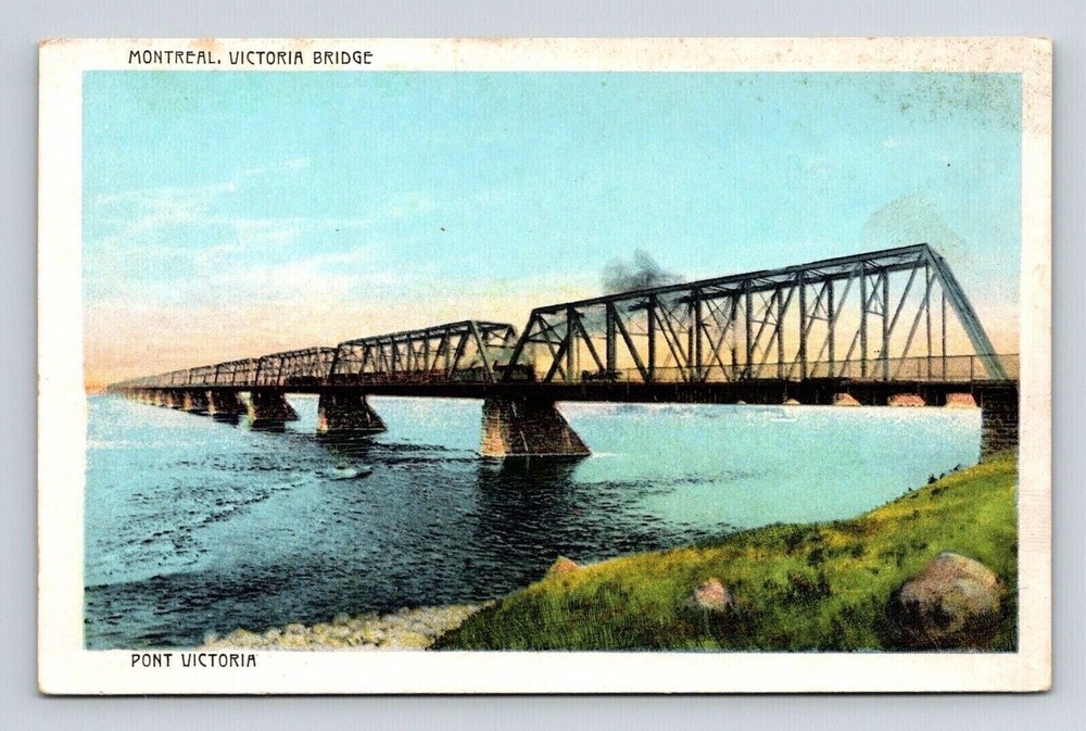 Montreal Canada Victoria Bridge Scenic Landmark River WB UNP Postcard