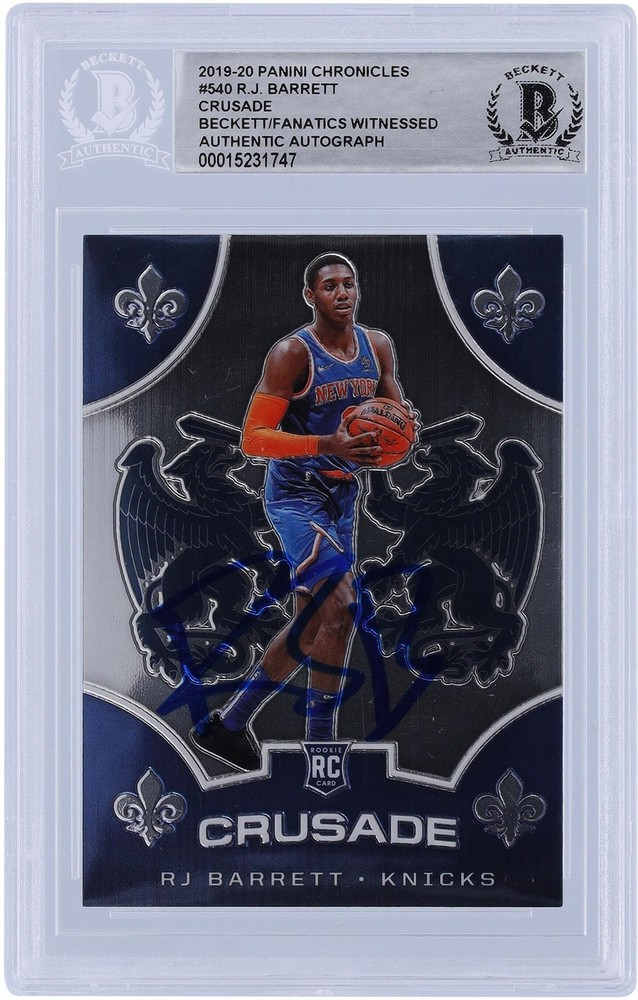 RJ Barrett Knicks Signed 2019-20 Panini Chronicles Crusade #540 BAS Rookie Card