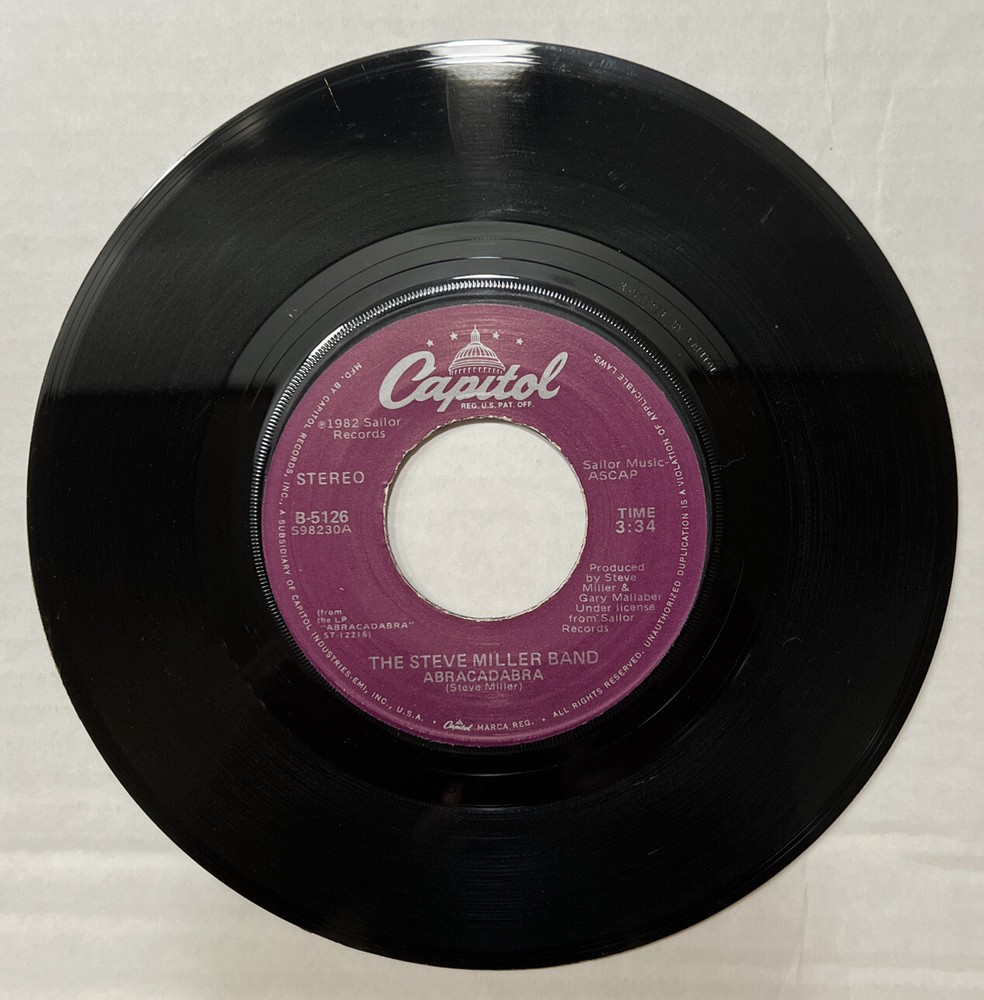 45 rpm Vintage 7” Vinyl Single Hit Record Steve Miller Band - Abracadabra-image