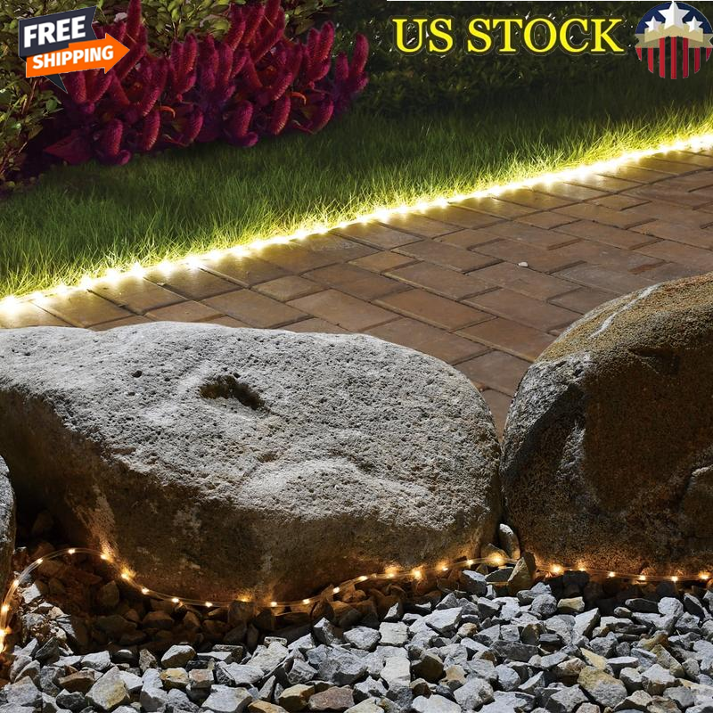 24ft Solar Powered Flexible Outdoor Rope Light Waterproof LED DIY Decor New