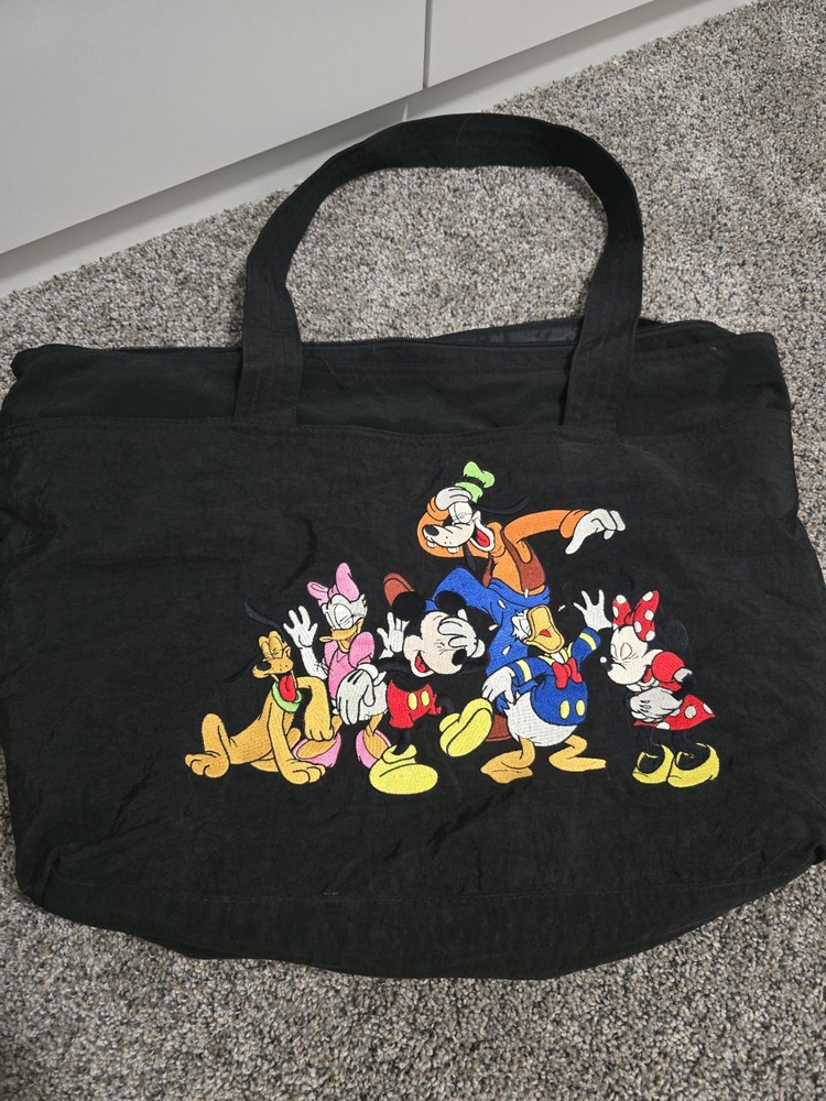 Disney World Black Embroidered Large Travel Tote Shoulder Bag