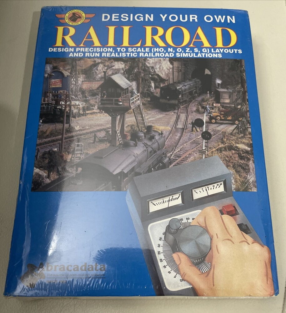 Design Your Own Railroad VTG Big Box PC Game Abracadata Sealed New-image