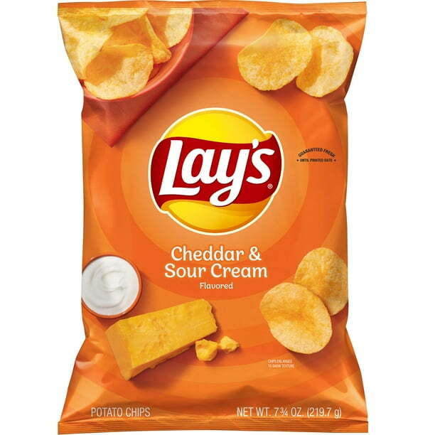 Lays Cheddar Sour Cream Potato Chips 7.75oz Bag – Crunchy Flavorful Snack
