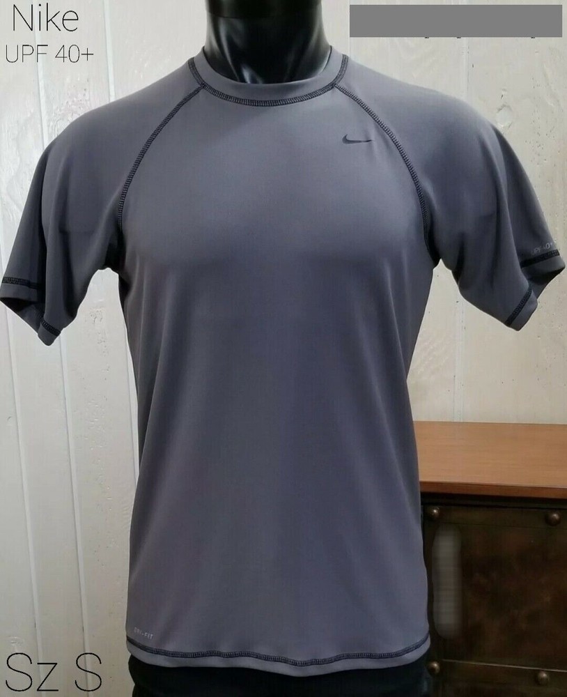 Nike x Perry Ellis Dri-Fit Swim Gray Raglan S/S Crewneck Shirt Top Sz S  UPF 40+