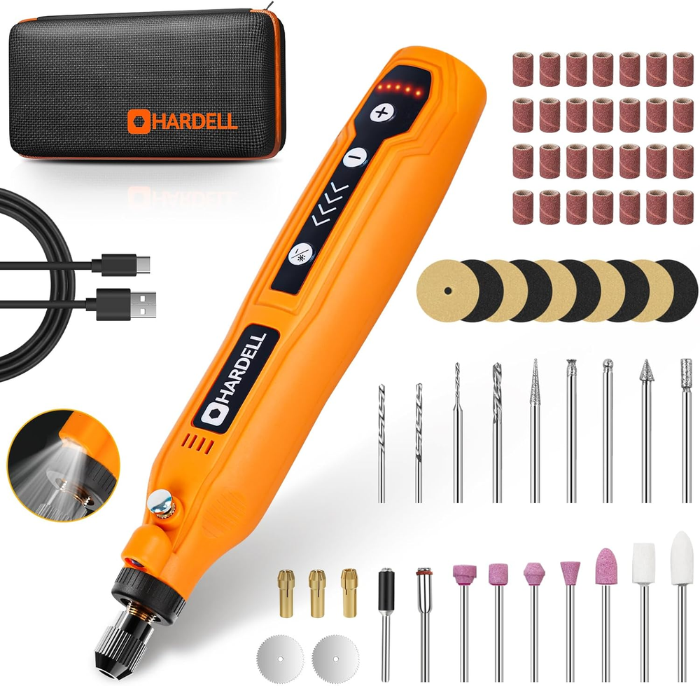 HARDELL Mini Cordless Rotary Tool, 5-Speed and USB Charging Rotary Tool Kit with