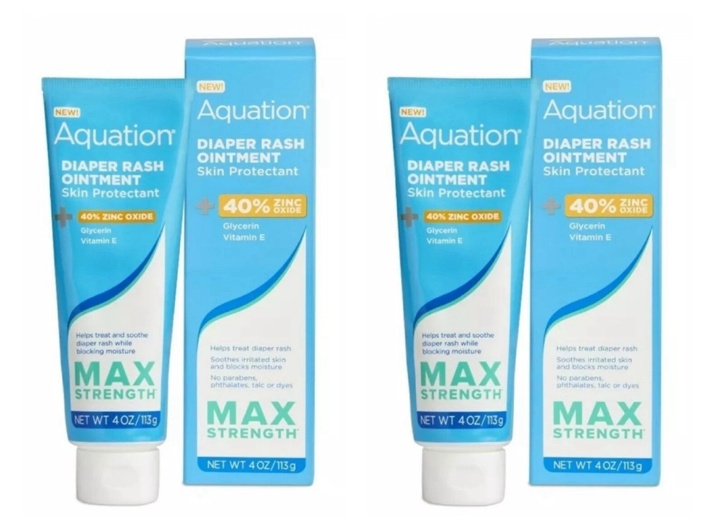 Aquation Max Strength Baby Diaper Rash Ointment 40% Zinc Oxide 2 Tubes Vitamin E
