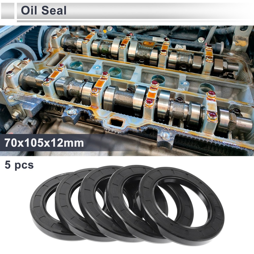 Oil Seal Seal Ring Rotary Shaft Seal Nitrile Rubber 70x105x12mm Black 5 Pcs
