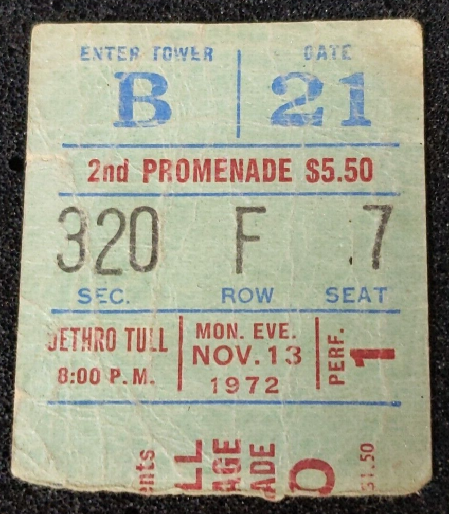 Jethro Tull TICKET STUB